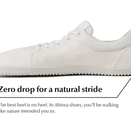 Ahinsa Vida Hemp - White sneakers women & men barefoot אהינסה Vida Hemp סניקרס ברפוט בצבע White לנשים ולגברים