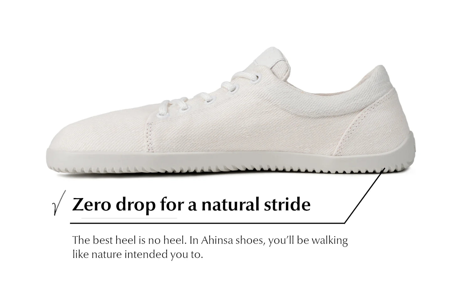 Ahinsa Vida Hemp white unisex barefoot vegan sneakers סניקרס ברפוט טבעוניות יוניסקס
