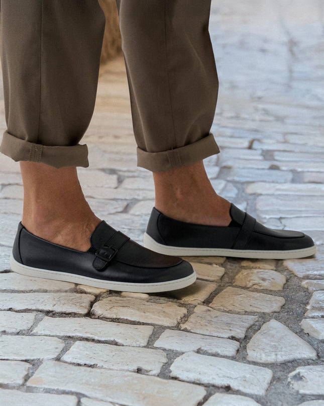 Be Lenka Amadeus - Black moccasins men barefoot בילנקה Amadeus מוקסינים ברפוט בצבע שחור לגברים