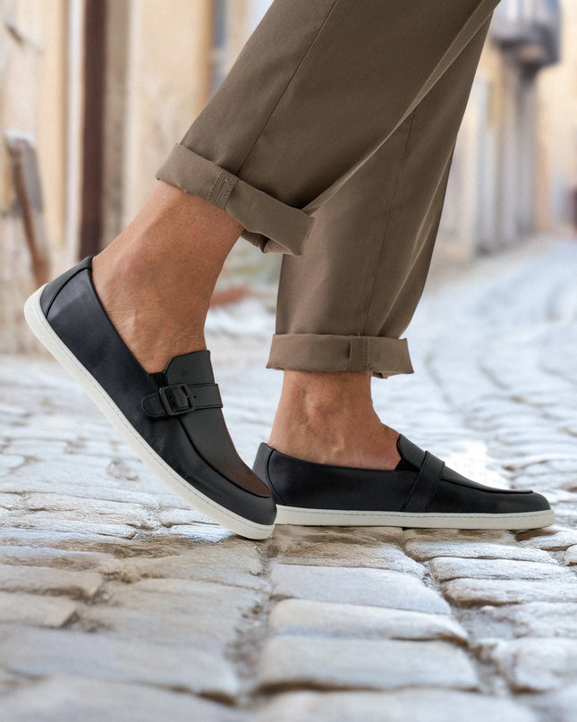 Be Lenka Amadeus - Black moccasins men barefoot בילנקה Amadeus מוקסינים ברפוט בצבע שחור לגברים