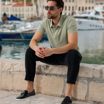 Be Lenka Amadeus - Black moccasins men barefoot בילנקה Amadeus מוקסינים ברפוט בצבע שחור לגברים
