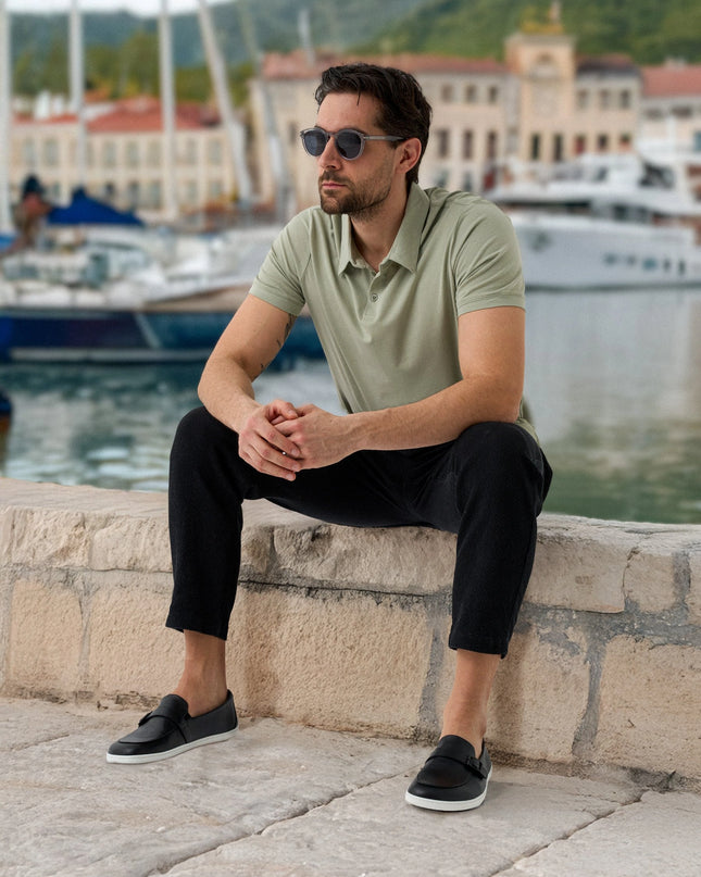 Be Lenka Amadeus - Black moccasins men barefoot בילנקה Amadeus מוקסינים ברפוט בצבע שחור לגברים