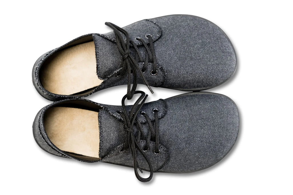 Ahinsa phira - grey recycled hemp vegan barefoot sneakers סניקרס אהינסה פירה ברפוט המפ אפורות מבד ממוחזר טבעוני יוניסקס